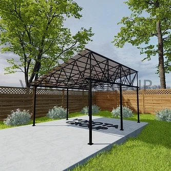 Треугольный навес коричневого цвета, монолитный поликарбонат 4500*10000